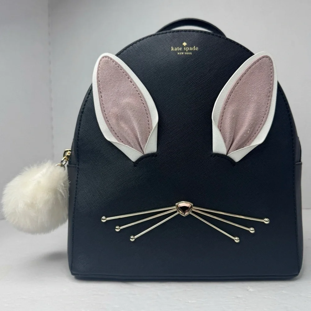 Kate Spade Hop To It Rabbit Sammi Bunny Easter Black Mini Backpack Bag